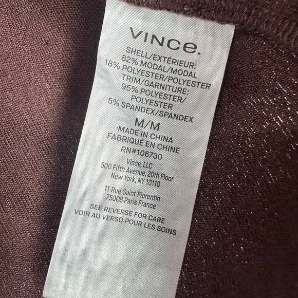 Vince Velour Three-Quarter-Sleeve Crew Neck Top Black Fig Size Medium NWT - Picture 12 of 12